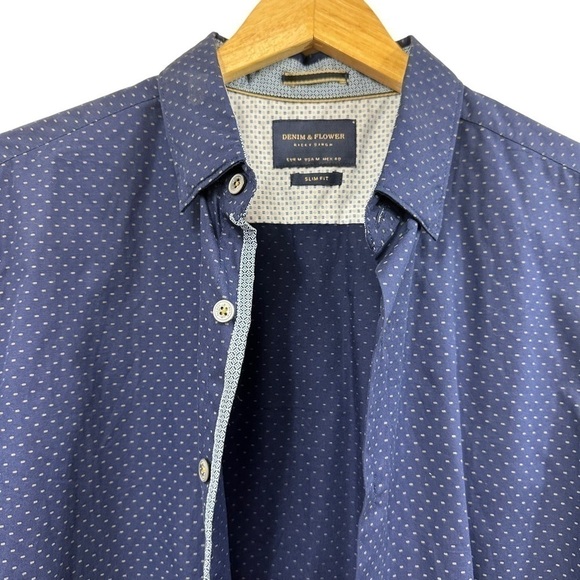 Denim & Flower Navy Casual Button Down Shirt, M - Picture 3 of 7